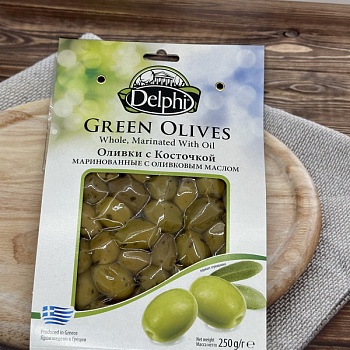 Оливки с косточкой маринованные с оливковковым маслом DELPHI 250г
